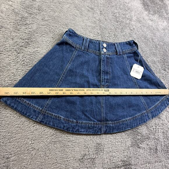 Altar'd State S Womens Denim Mini Skirt Blue Jean A-Line Cotton Flare NWT - Picture 6 of 9